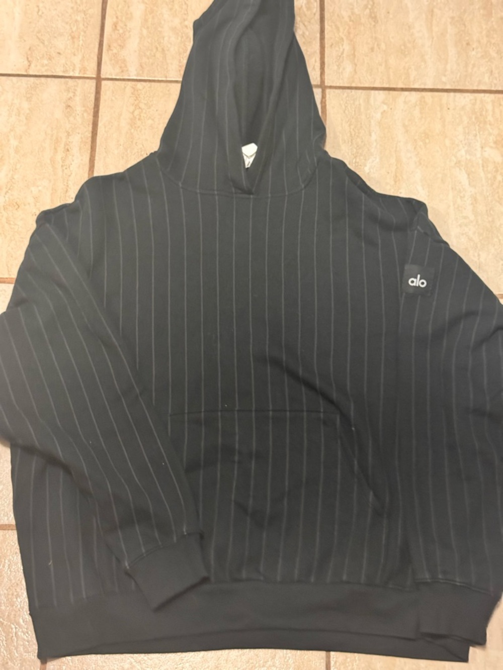 Alo women’s Black Pinstripe Hooded Sweatshirt